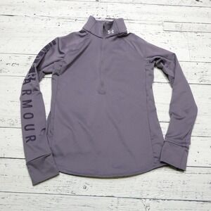 Under Armour Top Womens Small Purple 1/2 Zip Fitted Athletic Mock Neck Shirt